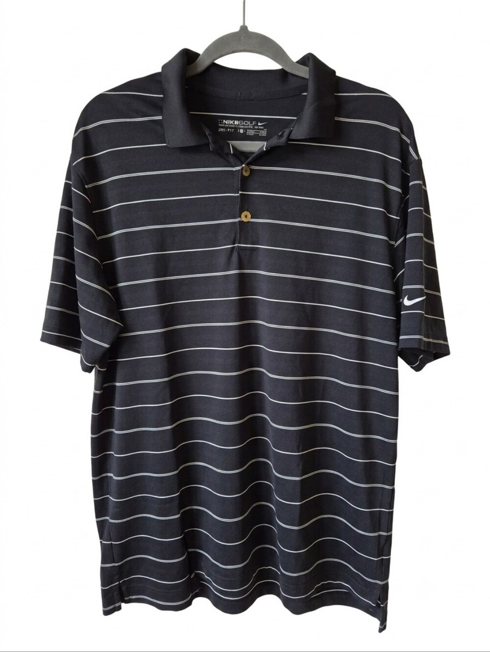 Nike Golf Dri-FIT Striped Polo Shirt Black White - Men's Medium